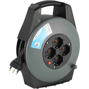 Avvolgicavo Elettrico 15m Electraline con adattatori Prese Universali