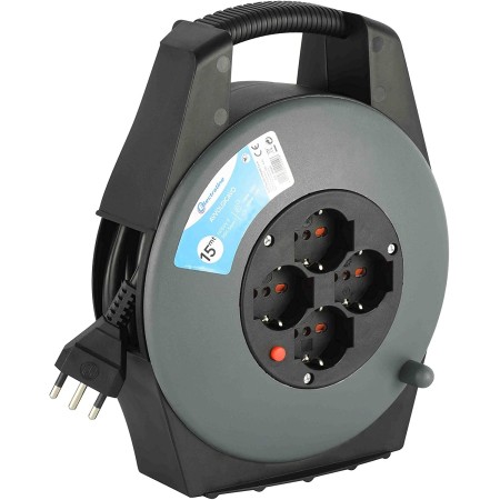 Avvolgicavo Elettrico 15m Electraline con adattatori Prese Universali