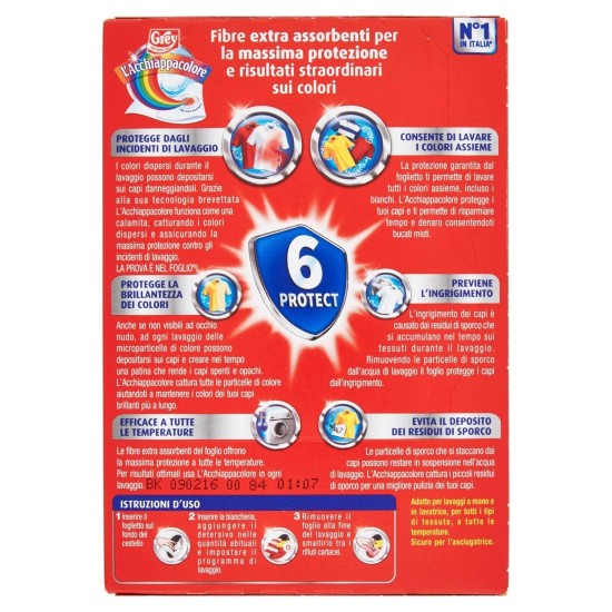 Informazioni e Istruzioni d'uso dei fogli Grey Acchiappacolore, 20 Fogli