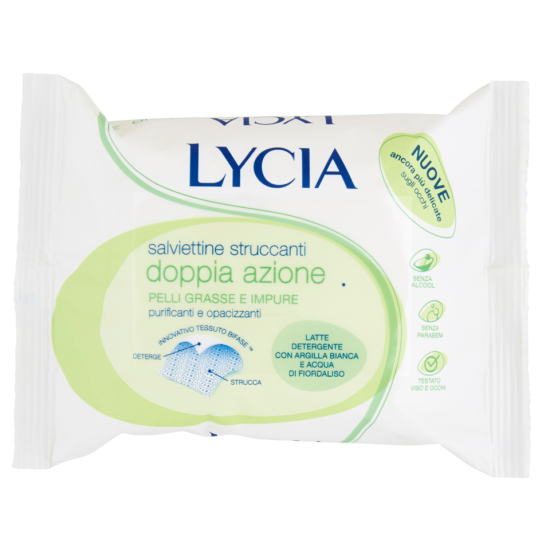 Confezione Salviettine Detergenti Lycia 20 pz- Salviette Biodegradabili Doppia Azione