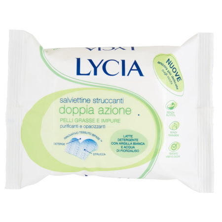 Confezione Salviettine Detergenti Lycia 20 pz- Salviette Biodegradabili Doppia Azione