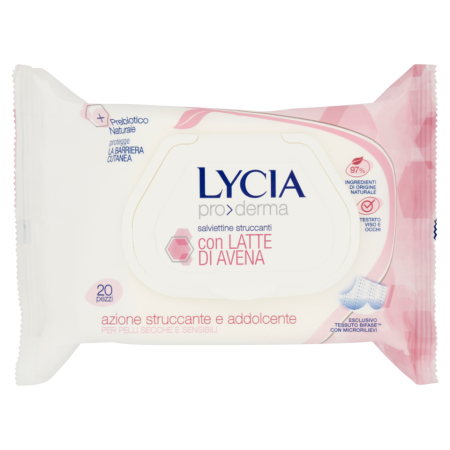 Confezione Salviettine Struccanti Lycia - 20 Salviette Detergenti con latte di Avena