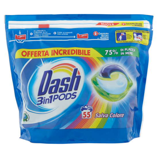 Detersivo Lavatrice Dash Pods 3in Salva Colore 55Lavaggi