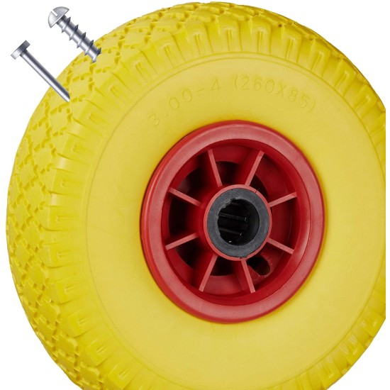 Ruota antiforatura gialla con cerchio rosso.