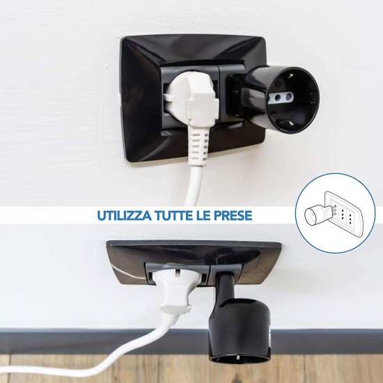 Electraline 71024 Adattatore Salvaspazio Schuko Tedesco a Spina Piccola 10A
