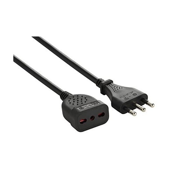 Prolunga 3m Electraline Spina e presa 10A e 16A Sicura - Nera