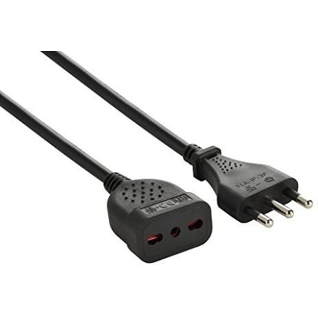 Prolunga 3m Electraline Spina e presa 10A e 16A Sicura - Nera