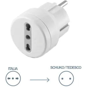Presa Tedesca Adattatore Electraline Adattatore Shuko 10/16A - Bianco 2