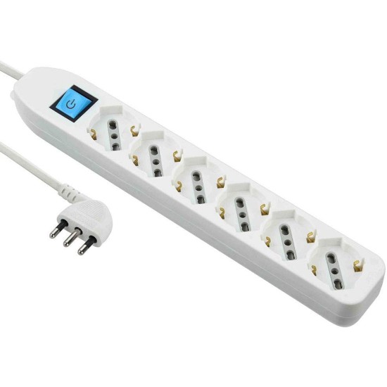 Multiprese elettriche Electraline - Ciabatta Schuko 6 posti bianca