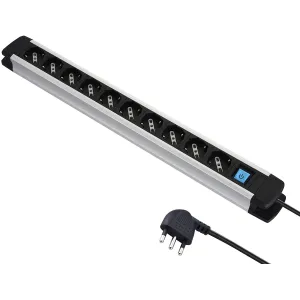 Ciabatta multipresa professionale Electraline - prese multiple 10 posti in alluminio