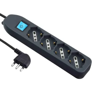 Electraline Multipresa 4 posti - Ciabatta Elettrica Nera con interruttore