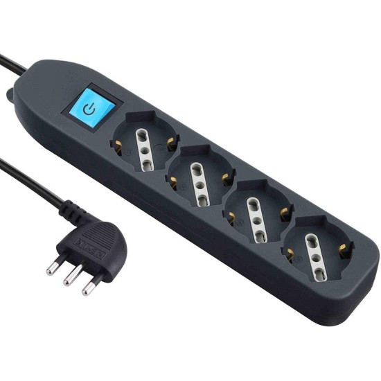 Electraline Multipresa 4 posti - Ciabatta Elettrica Nera con interruttore