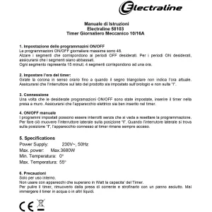 Presa Con Timer Giornaliero - Electraline 58103 2