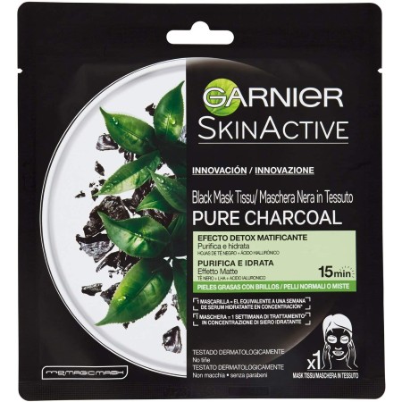 Maschera Idratante Viso in Tessuto nera Garnier Skin Active al Carbone Vegetale
