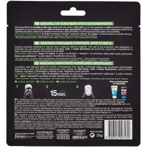 Maschera Idratante Viso in Tessuto nera Garnier Skin Active al Carbone Vegetale 2