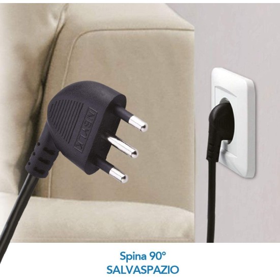 Multipresa Ciabatta Elettrica 6 Posti Salva Spazio - Nera