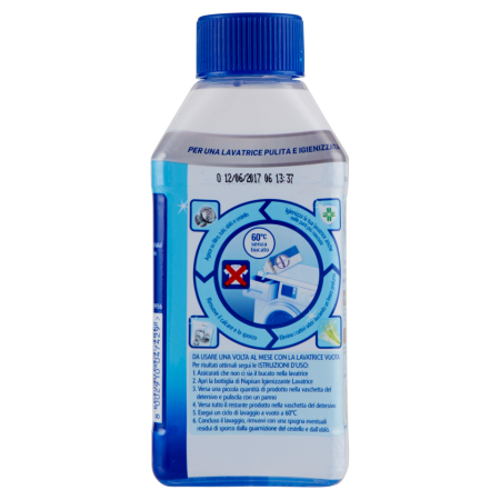 istruzioni di uso sul lato della Confezione Napisan Additivo Igienizzante Lavatrice da 250ml