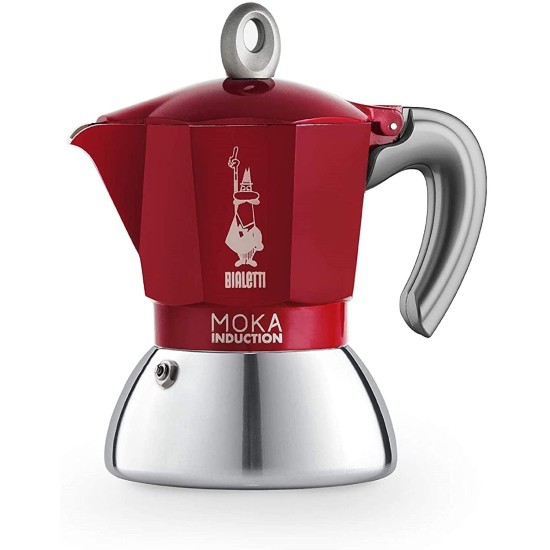 Caffettiera Bialetti 2 Tazze Moka Induzione - in Alluminio Rossa