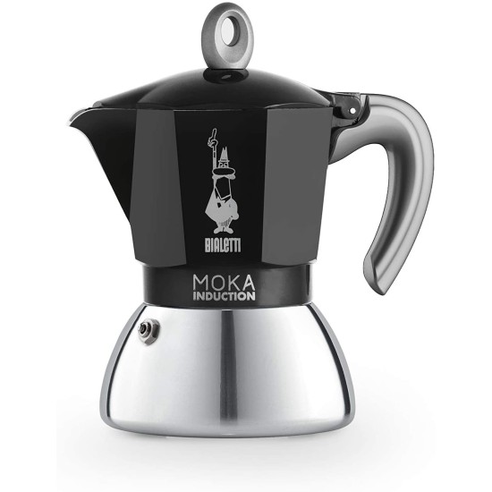 primo piano della Moka Induction Bialetti 4 tazze Nera