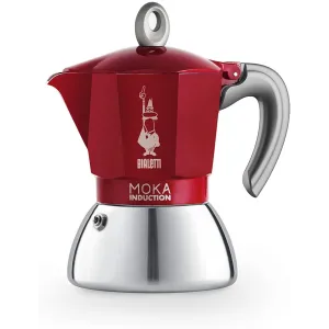 Primo piano della Moka Induction rossa 4 tazze