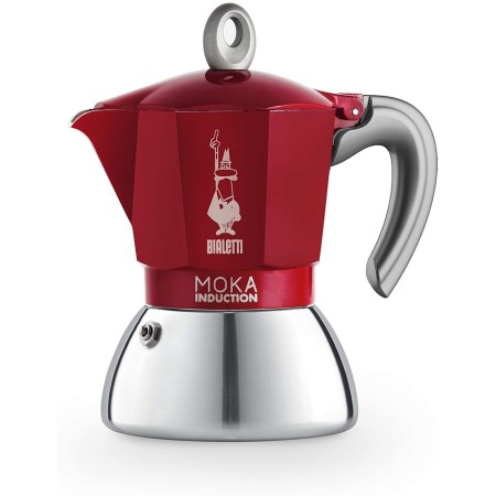 Primo piano della Moka Induction rossa 4 tazze