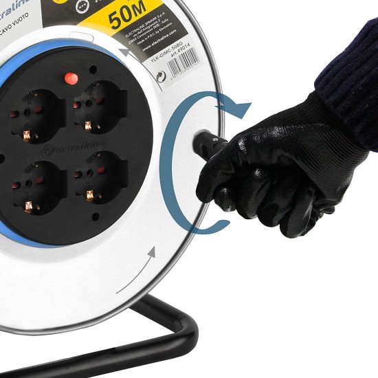 Electraline Avvolgicavo In Metallo Vuoto Da 50 Metri Senza Cavo