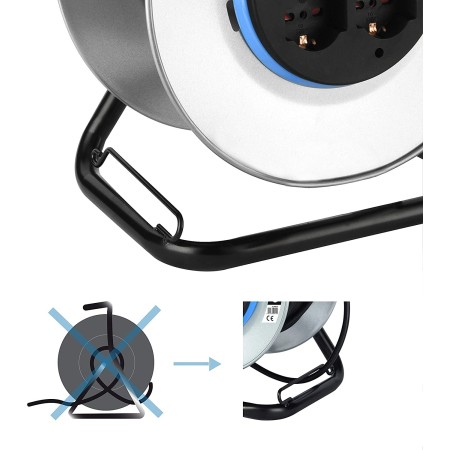 Electraline Avvolgicavo In Metallo Vuoto Da 50 Metri Senza Cavo