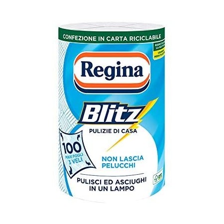 Carta Assorbente Regina Blitz Rotolo carta cucina 100 Strappi 3 veli