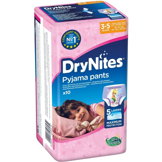 Pannolini a Mutandine Huggies Drynites Girl 3-5 anni - 10 pezzi