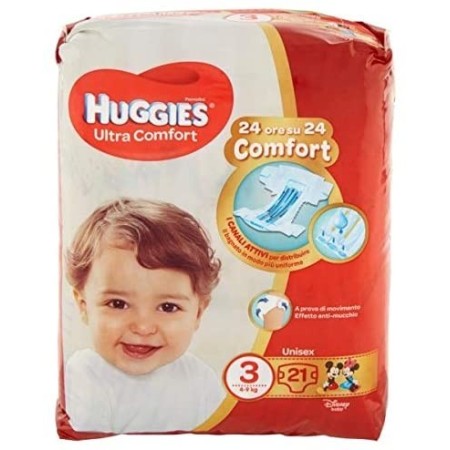 Pannolini Huggies Ultra Comfort 3 Unisex, 4-9 Kg - 21 pezzi