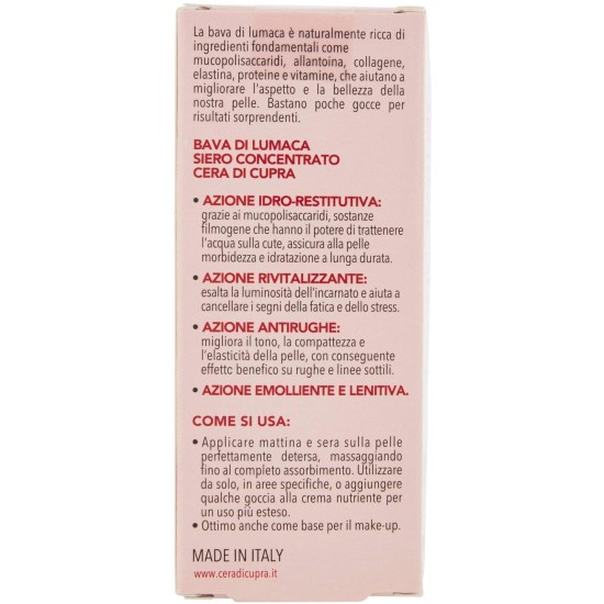 Benefici e Azione della Crema Bava Lumaca Cera di Cupra Crema viso 30ml
