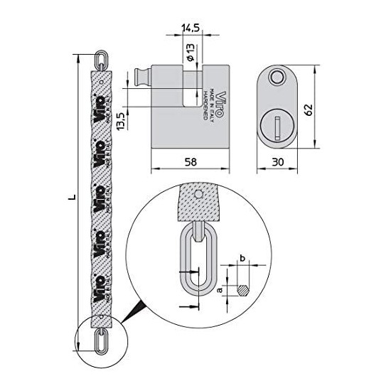 Viro Catena Antifurto Cementato Moto Scooter - Lucchetto Corazzato 4155.180