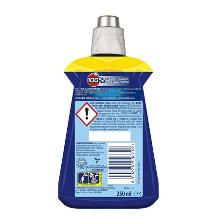 Informazioni e avvertenze dettagliate sul retro della  Confezione Brillantante Finish Lemon da 250ml