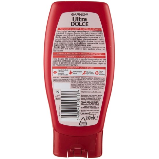 Informazioni su Garnier Ultra Dolce Balsamo Capelli Olio di Argan e Mirtillo Rosso 250ml