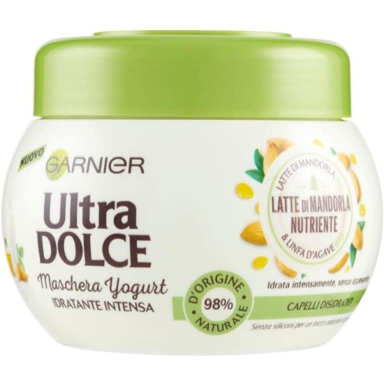Maschera Ristrutturante per Capelli 300ml - Maschera Garnier Latte di Mandorla e Linfa d'Agave Yogurt