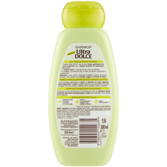 Garnier Ultra Dolce Shampoo all'Argilla etichetta sul retro