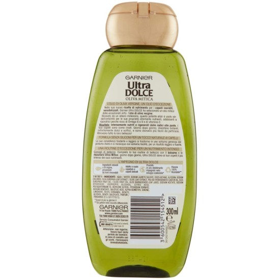 Informazioni sulla confezione dello Shampoo Garnier Ultra Dolce all'Oliva Mitica 300ml
