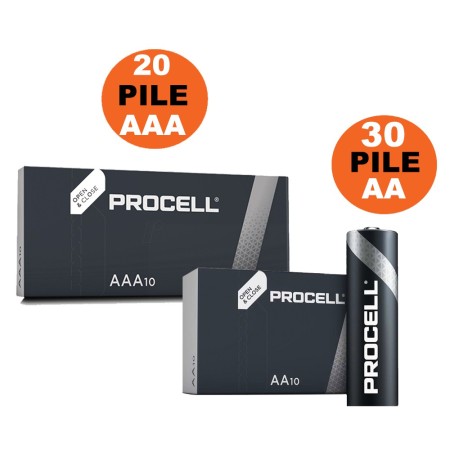 Procell Batterie Duracell Industrial Pack 30 Stilo AA + 20 Ministilo AAA