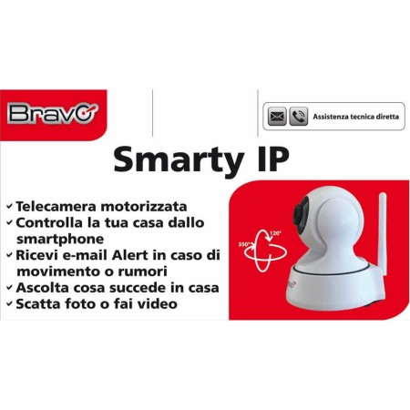 TELECAMERA WIRELESS HD 720P LED IR LAN MOTORIZZATA WIFI RETE INTERNET BRAVO SMARTY
