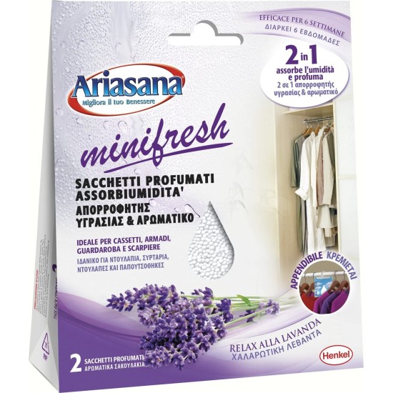 Sacchetti Assorbi umidità per Armadi Ariasana 2x50g Lavanda