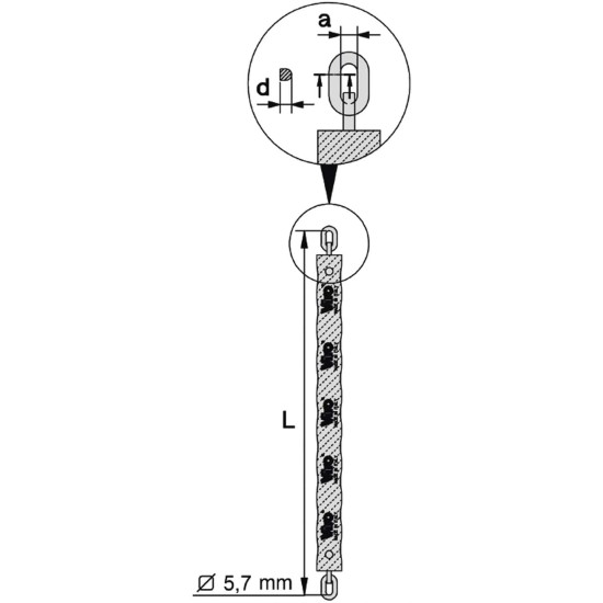 Misure e composizione della Catena Cementata Antitaglio Viro.