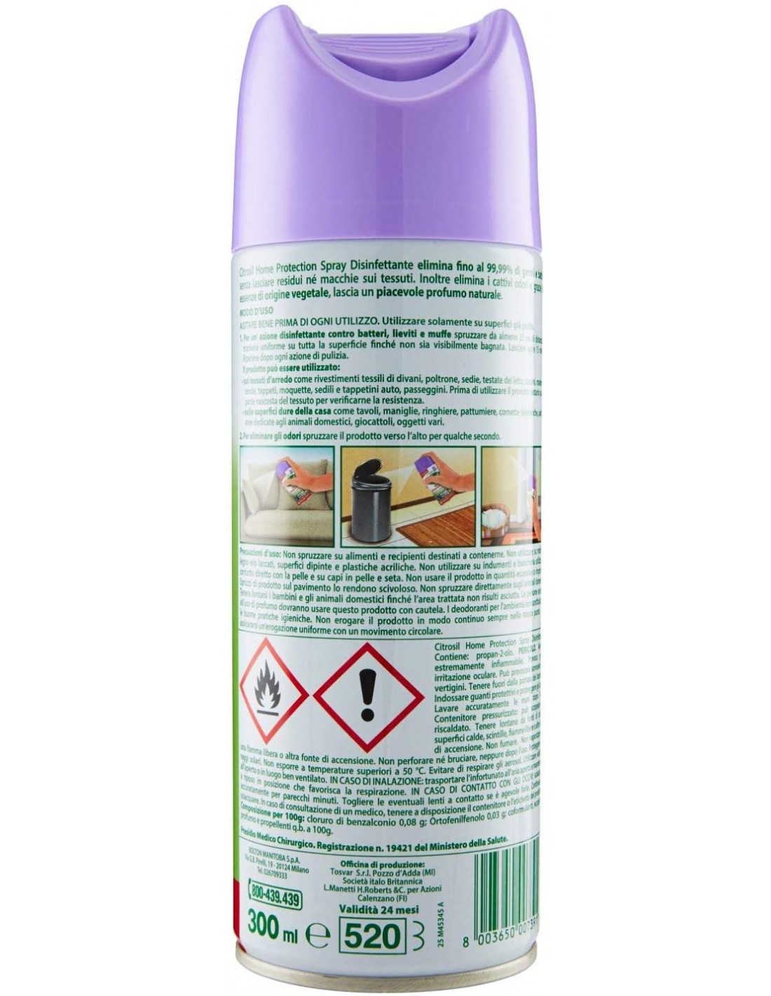 Citrosil Home Protection Spray Disinfettante con Essenze di Lavanda 300ml