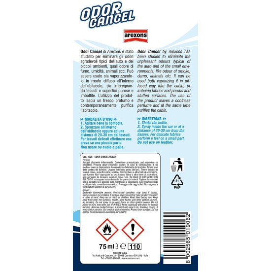 Informazioni su odor cancel di Arexons Igienizzante e Deodorante Auto