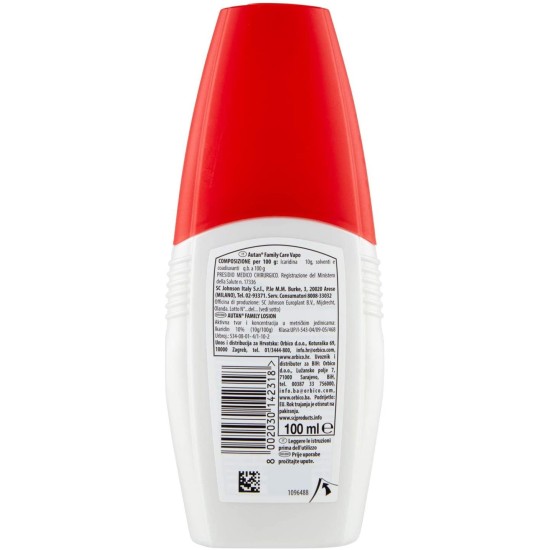 Informazioni stampate sul retro della Confezione Autan Family Care, Insetto Repellente