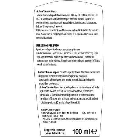 Informazioni e Istruzioni d'uso di Autan Family Care Junior
