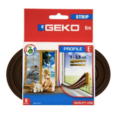 Scatola Paraspifferi finestre Geko 6 m in gomma EPDM marrone.