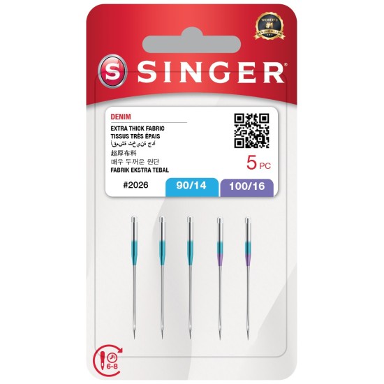 Aghi da cucire Singer 2026 -5 pz per Jeans e Tessuti Pesanti