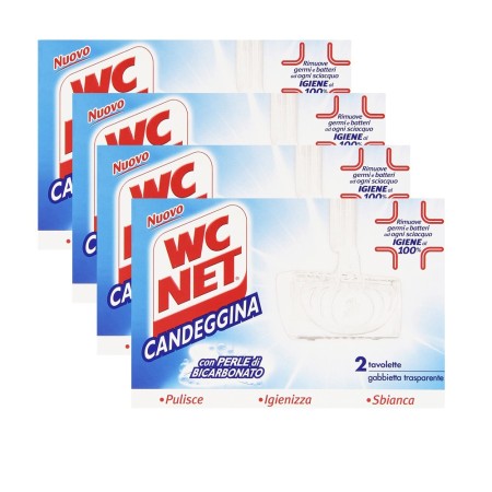 WC Net 2 Tavolette Con Candeggina e Perle di Bicarbonato 4 conf