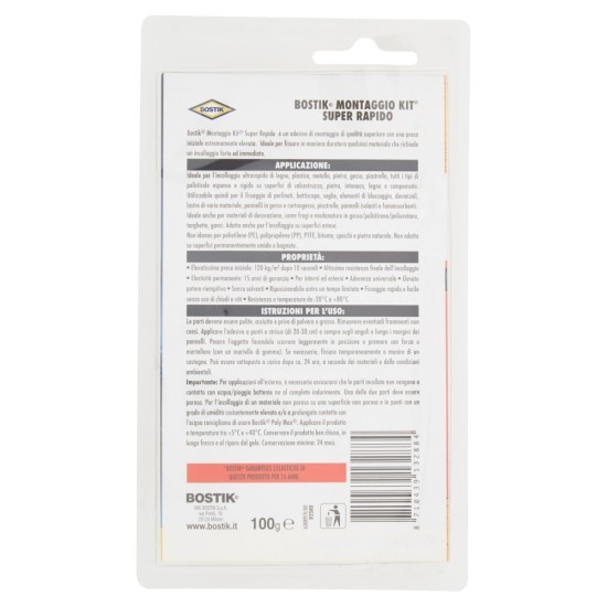 Istruzioni e Avvertenze della Colla di Montaggio Bostik