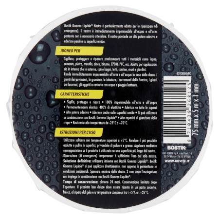 Informazioni e Istruzioni d'uso per Bostik Gomma Liquida Nastro